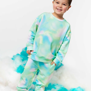 Baby Kids Bamboo Pajamas — Tie Dye Relaxed Fit Jogger Set — Image 1