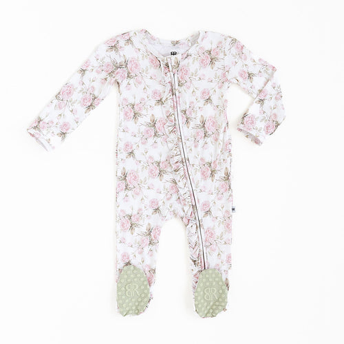 Timeless Trellis Ruffle Footie - Image 2 - Bums & Roses