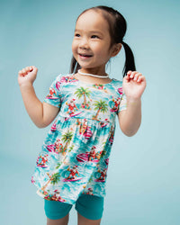 Baby Kids Bamboo Pajamas — Tis the Sea-son Short Sleeve Empire Waist Top & Shorts Set — Image 1