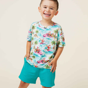 Baby Kids Bamboo Pajamas — Tis the Sea-son Short Sleeve T-Shirt & Shorts Set — Image 1