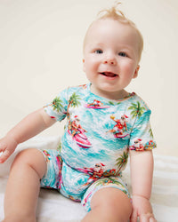 Baby Kids Bamboo Pajamas — Tis the Sea-son Shortie Romper — Image 1