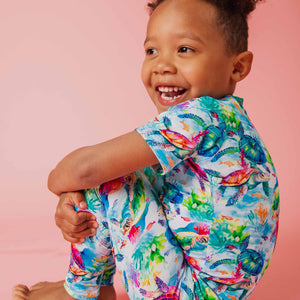 Baby Kids Bamboo Pajamas — The Turtle Package Short Sleeve Pajama Set — Image 1