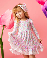 Baby Kids Bamboo Pajamas — Too Fluffin Cute Long Sleeve Party Dress & Shorts Set — Image 1