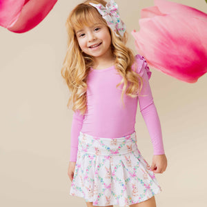 Baby Kids Bamboo Pajamas — Too Fluffin Cute Long Sleeve Top & Skort Set — Image 1