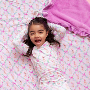 Baby Kids Bamboo Pajamas — Too Fluffin Cute Ruffled Minky Blanket — Image 1