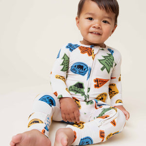 Baby Kids Bamboo Pajamas — Trail Mix Convertible Romper — Image 1
