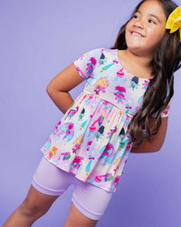 Baby Kids Bamboo Pajamas — DreamWorks Trolls™ Short Sleeve Empire Waist Top & Shorts Set — Image 1