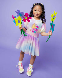 Baby Kids Bamboo Pajamas — DreamWorks Trolls™ Short Sleeve Sweatshirt Tulle Dress — Image 1