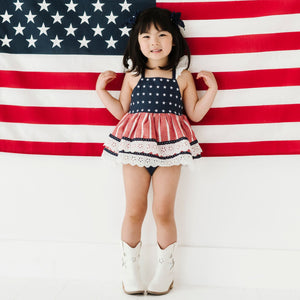 Bums & Roses - Baby & Kids Bamboo Pajamas - USA Tiered Ruffle Dress - Image 1