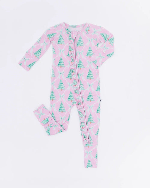 Baby Kids Bamboo Pajamas — Un-fir-gettable Convertible Ruffle Romper — Image 3