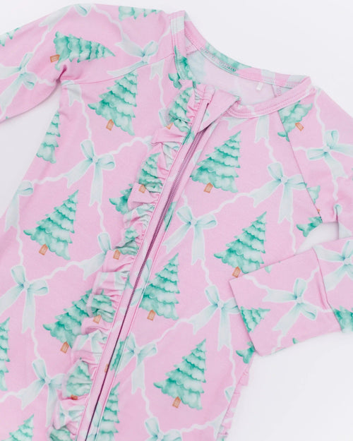 Baby Kids Bamboo Pajamas — Un-fir-gettable Convertible Ruffle Romper — Image 4