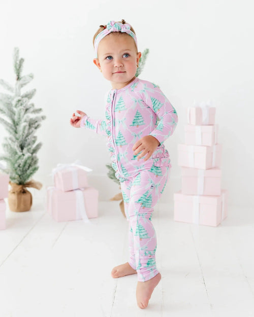 Baby Kids Bamboo Pajamas — Un-fir-gettable Convertible Ruffle Romper — Image 10