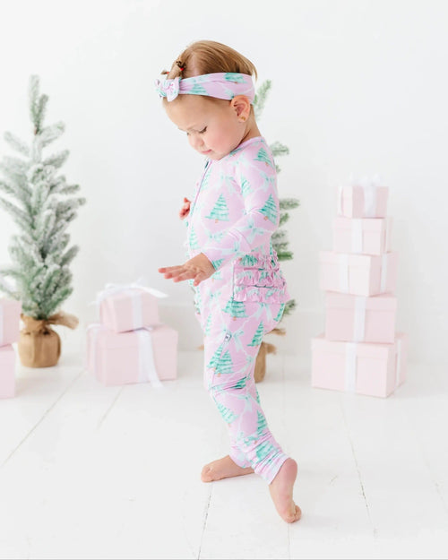 Baby Kids Bamboo Pajamas — Un-fir-gettable Convertible Ruffle Romper — Image 11