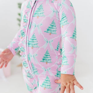 Bums & Roses - Baby & Kids Bamboo Pajamas - Un-fir-gettable Convertible Ruffle Romper - Image 1