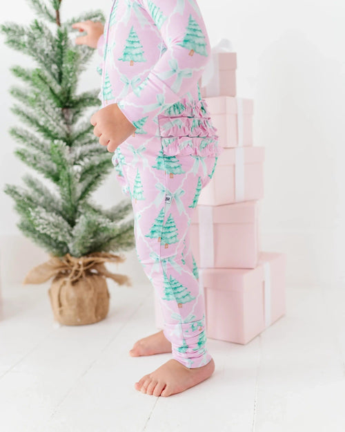 Baby Kids Bamboo Pajamas — Un-fir-gettable Convertible Ruffle Romper — Image 12