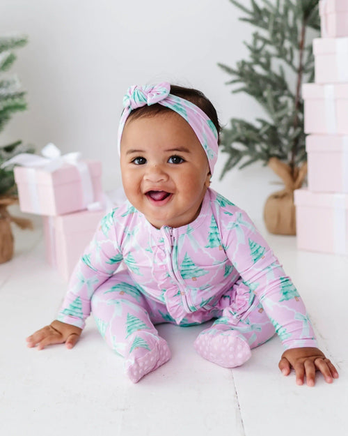 Baby Kids Bamboo Pajamas — Un-fir-gettable Ruffle Footie — Image 6