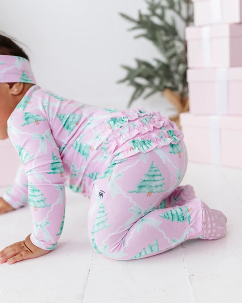 Baby Kids Bamboo Pajamas — Un-fir-gettable Ruffle Footie — Image 5