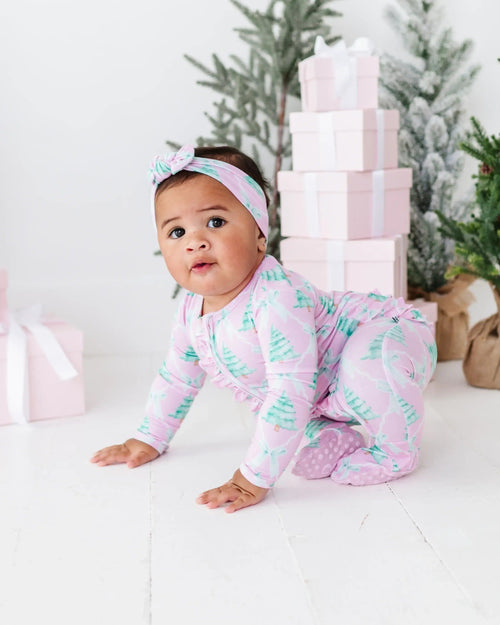 Baby Kids Bamboo Pajamas — Un-fir-gettable Ruffle Footie — Image 8