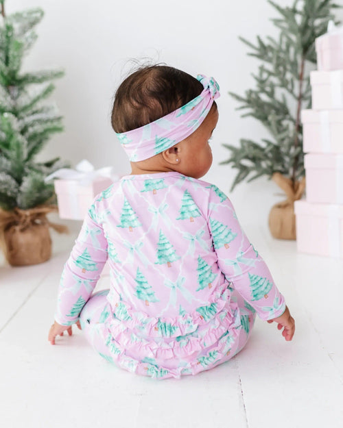 Baby Kids Bamboo Pajamas — Un-fir-gettable Ruffle Footie — Image 16