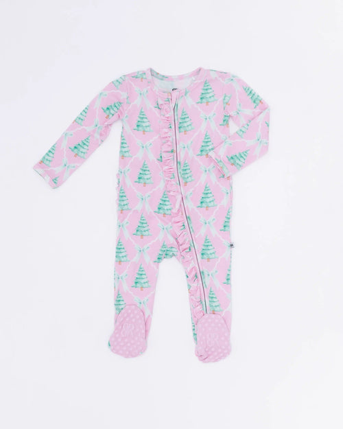 Baby Kids Bamboo Pajamas — Un-fir-gettable Ruffle Footie — Image 3