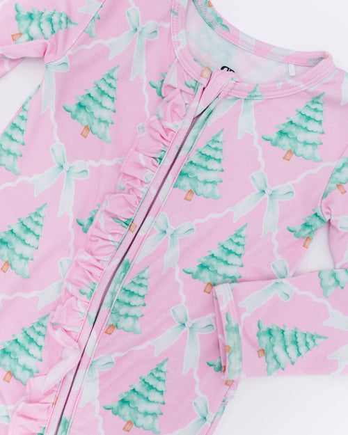 Baby Kids Bamboo Pajamas — Un-fir-gettable Ruffle Footie — Image 4