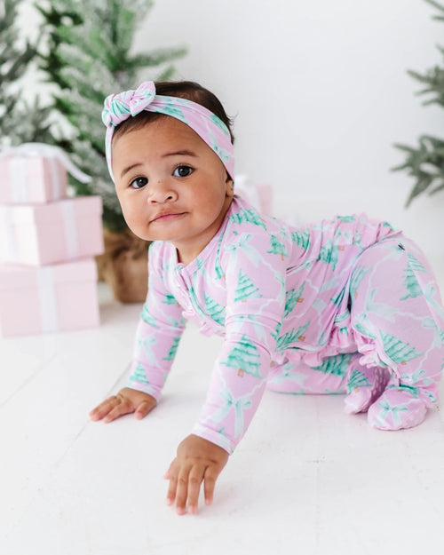 Baby Kids Bamboo Pajamas — Un-fir-gettable Ruffle Footie — Image 12