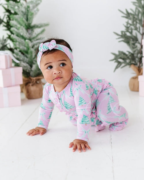 Baby Kids Bamboo Pajamas — Un-fir-gettable Ruffle Footie — Image 13