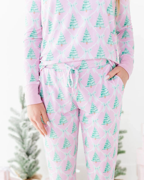 Baby Kids Bamboo Pajamas — Un-fir-gettable Women's Long Sleeve V-Neck Shirt — Image 11