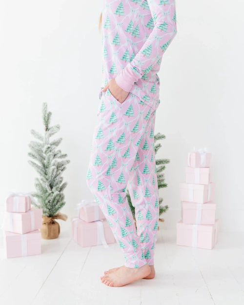 Baby Kids Bamboo Pajamas — Un-fir-gettable Women's Long Sleeve V-Neck Shirt — Image 9