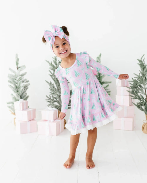 Baby Kids Bamboo Pajamas — Un-fir-gettable Party Dress & Shorts Set — Image 6
