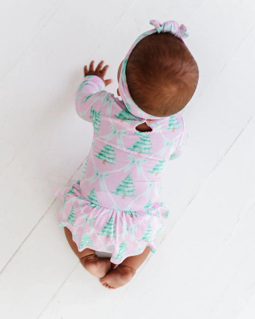 Baby Kids Bamboo Pajamas — Un-fir-gettable Ruffle Dress — Image 15