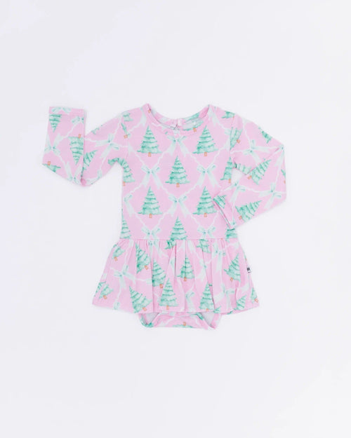 Baby Kids Bamboo Pajamas — Un-fir-gettable Ruffle Dress — Image 3