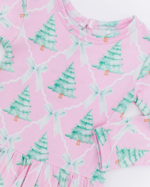 Baby Kids Bamboo Pajamas — Un-fir-gettable Ruffle Dress — Image 4