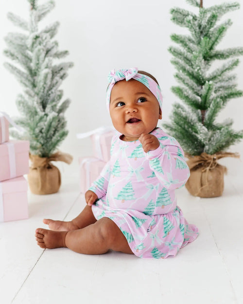 Baby Kids Bamboo Pajamas — Un-fir-gettable Ruffle Dress — Image 7
