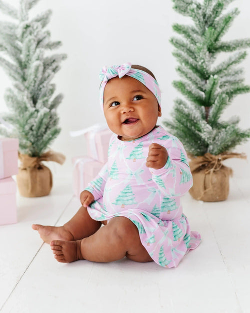 Baby Kids Bamboo Pajamas — Un-fir-gettable Ruffle Dress — Image 8