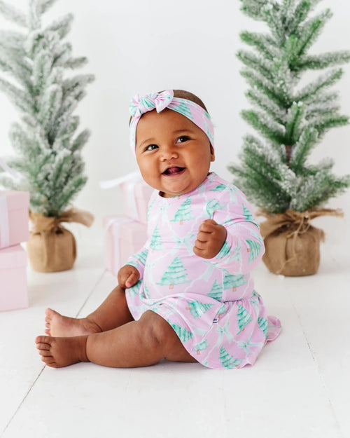 Baby Kids Bamboo Pajamas — Un-fir-gettable Ruffle Dress — Image 1