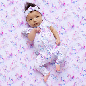 Baby Kids Bamboo Pajamas — Uni-believable Cap Sleeve Romper — Image 1