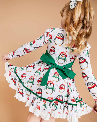 Baby Kids Bamboo Pajamas — Waddle It Be Long Sleeve Party Dress & Shorts Set — Image 1