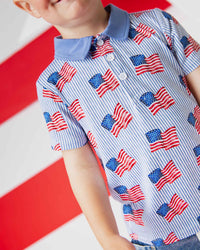 Baby Kids Bamboo Pajamas — Wave the Way Boys Polo — Image 1