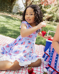 Baby Kids Bamboo Pajamas — Wave the Way Cap Sleeve Party Dress & Shorts Set — Image 1