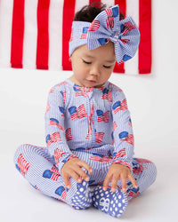 Baby Kids Bamboo Pajamas — Wave the Way Footie — Image 1