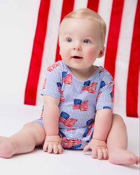 Baby Kids Bamboo Pajamas — Wave the Way Shortie Romper — Image 1