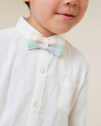 Baby Kids Bamboo Pajamas — Well Plaid Bow Tie — Image 1