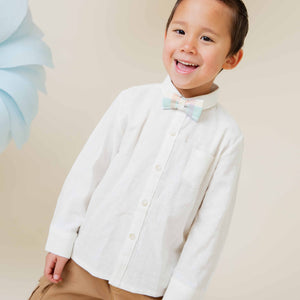 Baby Kids Bamboo Pajamas — Bamboo Linen Button Down Shirt - Ivory — Image 1