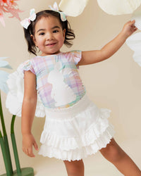 Baby Kids Bamboo Pajamas — Well Plaid Eyelet Shorts — Image 1