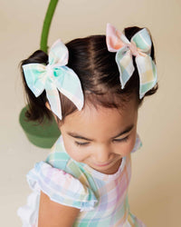 Baby Kids Bamboo Pajamas — Well Plaid Woven Piggy Clip Set — Image 1