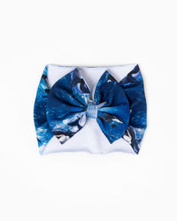 Baby Kids Bamboo Pajamas — Whale, Hello There Biggie Bow — Image 1
