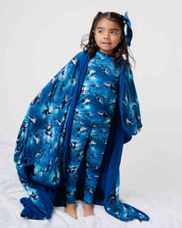 Baby Kids Bamboo Pajamas — Whale, Hello There Bum Bum Blanket — Image 1