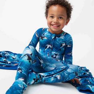 Baby Kids Bamboo Pajamas — Whale, Hello There Convertible Romper — Image 1