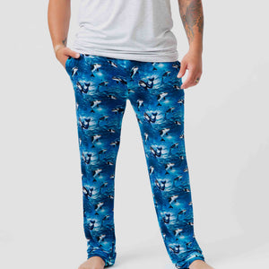 Baby Kids Bamboo Pajamas — Whale, Hello There Men's Pajama Pants — Image 1